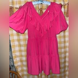 Entro M Medium hot pink ruffle mini dress NWT